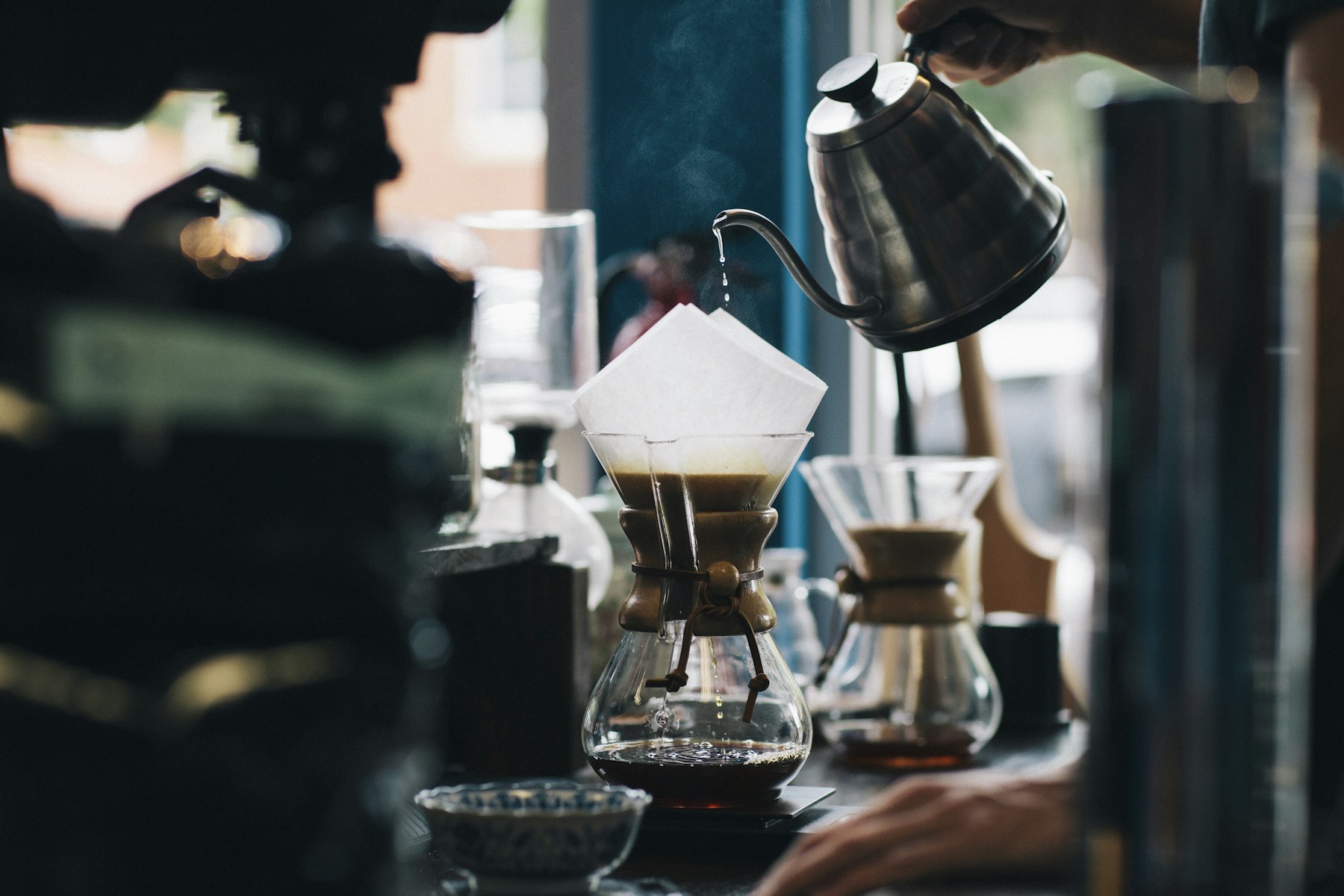 Coffee brewing in the fictional Morrow café website example